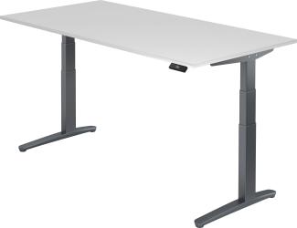 bümö elektrisch höhenverstellbarer Schreibtisch 200x100 cm mit Memory-Steuerung - Design Schreibtisch höhenverstellbar elektrisch, elektrischer Schreibtisch weiß, Gestell graphit, XBHM2E-W-GG