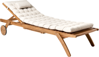 Sonnenliege mit Kissen CESANA PREMIUM Akazienholz Hellbeige