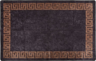 vidaXL Teppich Waschbar 80x150 cm Schwarz und Golden Rutschfest 337928
