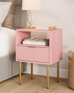 Nachttisch Nachtschrank Rosa Boho Modern 1 Schublade 1 Ablage