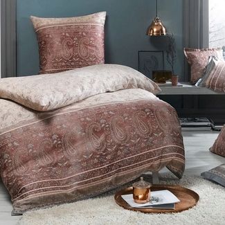 Bettwäsche Bassetti Mako Satin Como 41 beige creme beere 135x200