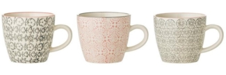 Bloomingville Becher Bloomingville Cécile Tasse 220 ml Rose Steingut 3er Set, Steingut