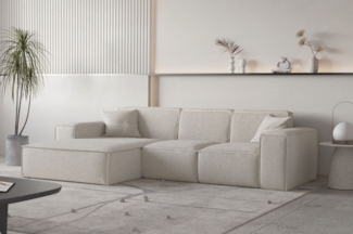 OUTLET Ecksofa Designersofa CELES PREMIUM Stoff Ascot Bukla Beige Ottomane Links