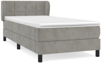 vidaXL Boxspringbett mit Matratze Hellgrau 90x200 cm Samt, Härtegrad: H2 [3127469]