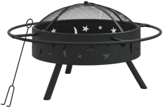 vidaXL Feuerschale mit Schürhaken 70 cm XXL Stahl 360064