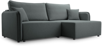 Selsey 'Kassian' Ecksofa mit Schlaffunktion und Bettkasten, grau, rechts