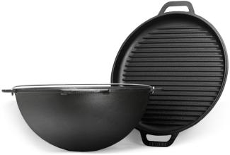 15L Kazan Schwenktopf Gusseisen Kasan DeckelGrillpfanne Grill Campingtopf Kessel