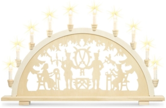 SIKORA Schwibbogen LB33-10 XL Lichterbogen Motiv Bergmann mit 10 LED Kerzen B:71cm, Innen Deko mit LED Beleuchtung und klassischem Weihnachtsmotiv