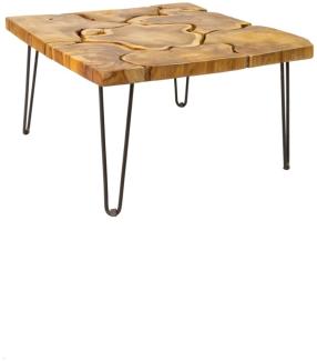 Root Couchtisch Quadratischer recyceltem Holz, Gestell Eisen Natur