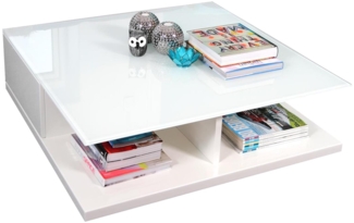 Couchtisch 100x36 cm MDF Glas Weiß