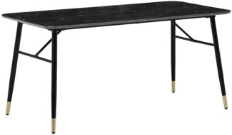 Esszimmertisch 160x80x76 cm Esstisch Schwarz in Marmor-Optik Modern, Küchentisch Groß, Speisetisch Rechteckig, Tisch Esszimmer mit Metallbeinen