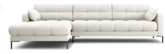 Micadoni Ecksofa Mamaia 5-Sitzer Links Strukturierter Stoff Helles Beige Metall schwarz