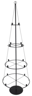 Dekoleidenschaft Künstlicher Weihnachtsbaum "Pyramide" Metallbaum 180 cm hoch schwarz, Kerzenständer für 16 Kerzen, Metall Kunstbaum, Tannenbaum Alternative, XXL Baum Weihnachten