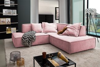 KAWOLA Sofa SAMU Ecksofa Stoff rosa Recamiere rechts 72 x 224 x 226 cm