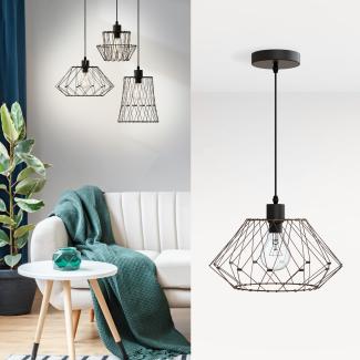 EMKE Pendelleuchte Lydia, E27 Pendellampe Retro 1 flammige Hängelampe Modern, Hängeleuchte Metallschirm Verformbar Silber-grau Metallic