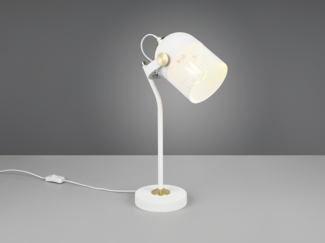 Retro LED Schreibtischlampe schwenkbar aus Metall Weiß Gold, Höhe 45cm