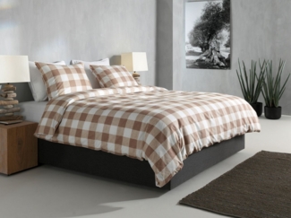 Zo! Home Cotton Bettwäsche 135x200 Quattro di Lino Sandy beige weiß Karo