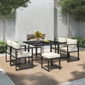 Gartenlounge-Set Ess- und Stuhlset für den Außenbereich, für 6 Personen, 7 -tlg
