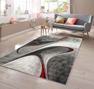 TeppichHome24 Teppich Teppich Designer Teppich in grau rot, rechteckig