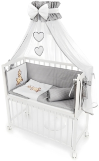 Komplettset: 8-teiliges Beistellbett 90x40 Giraffe – Beige & Grau-Grau