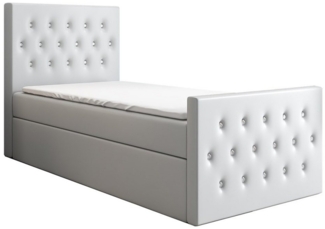 A&J MöbelLand GmbH Boxspringbett Einzelbett LILI mit Bettkasten, Topper und gepolstertem Kopfteil. (Boxspringbett mit Bettkasten und gepolstertem Kopfteil. Inclusive Topper, TOP ANGEBOT), Länge 216 cm Höhe 106 cm