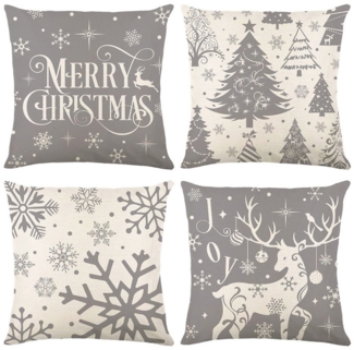 Qelus Kissenbezüge Weihnachten Kissenbezug 4er Set Kissenbezüge 45x45cm Dekokissen Deko, für Sofa Couch