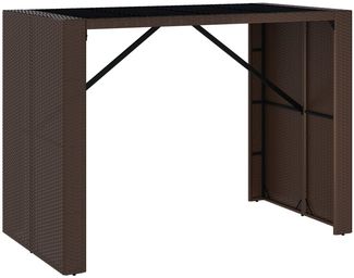 vidaXL Bartisch mit Glasplatte Braun 145x80x110 cm Poly Rattan 362596