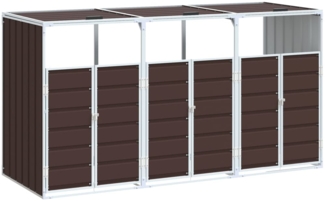 vidaXL Mülltonnenbox für 3 Tonnen Braun 216x81x115 cm Stahl 4006182