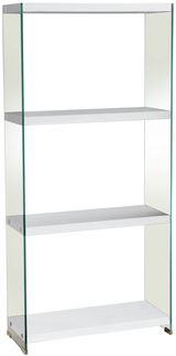 DRW Standregal aus MDF und Glas in Weiß und Transparent 76 x 30 x 165 cm