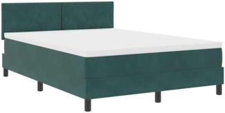 vidaXL Boxspringbett mit Matratze Dunkelgrün 140x200 cm Samt 3339245