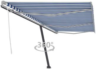 vidaXL Standmarkise Manuell Einziehbar 600x350 cm Blau/Weiß 3069876