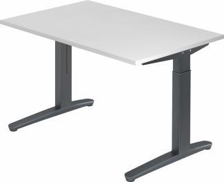 bümö® Design Schreibtisch XB-Serie höhenverstellbar, Tischplatte 120 x 80 cm in weiß, Gestell in graphit