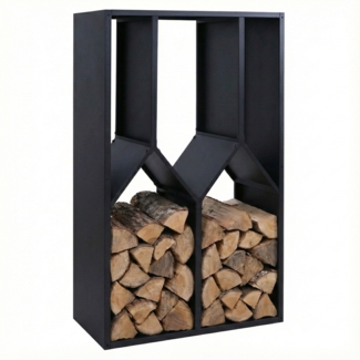 Brennholzlager HWC-P76, Kamin-/Feuerholzregal Holzlager Holzunterstand Outdoor Metall 160x95x50cm ~ anthrazit