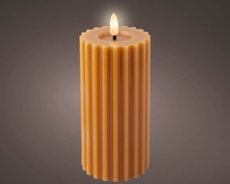Lumineo LED-Christbaumkerzen Lumineo LED Wachskerze Orange 17,3 x 7,5 cm, geriffelt, 6h-Timer, Batteriebetrieben, 6h-Timer, Indoor
