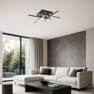 MeLiTec LED Deckenleuchte D121, warmweiß, nickel matt, aus Metall, verstellbare Arme, moderne Deckenlampe eckig