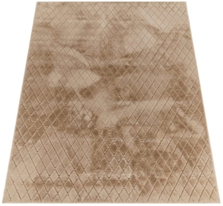KADIMA DESIGN Teppich waschbar Unifarben Struktur Schlafzimmer Hochflor Teppich, Rechteckig, Höhe: 26 mm, Florhöhe: 22 mm, 100% Polyester, Rechteckig, 60x100cm, Beige