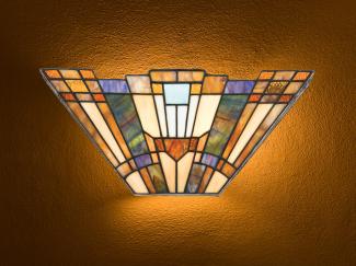 Hochwertige LED Wandleuchte im Tiffany Design mit buntem Echtglas, Breite 41cm