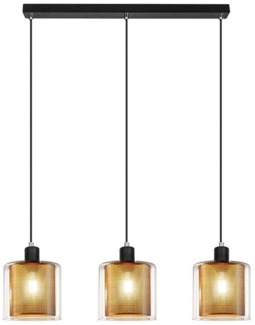 ZMH Pendelleuchte Esszimmer Vintage Pendellampe mit Doppeltem Schirm 1/3/4 Flammig Flur, Einfache Installation, ohne Leuchtmittel, E14 Esstischlampe Glas Metall Esszimmerlampe Industial für Wohnzimmer