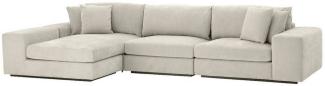 Casa Padrino Luxus Ecksofa Sandfarben / Schwarz 380 x 200 x H. 90 cm - Wohnzimmer Sofa mit Kissen