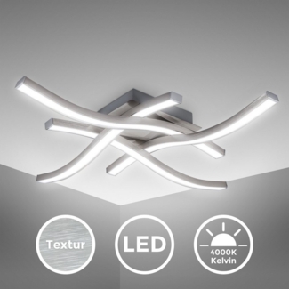 LED Design Decken-Lampe 4-flammig Decken-Leuchte modern Wohnzimmer matt-nickel