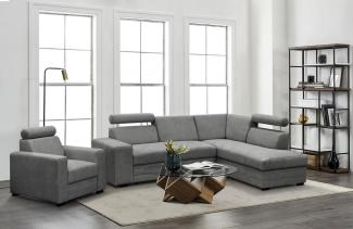 Beautysofa Polstergarnitur Roma Die Lieferung beinhaltet die Lieferung in die Wohnung, (modernes Set Eckgarnitur mit Sessel, Schlaffunktion, Bettkasten, verstellbare Kopfstützen), gepolstertes Ecksofa mit Sessel aus Bonnell-Federn für Wohnzimmer