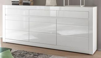 Imv 'Nobile' Sideboard, hochglanz weiß / Stone Design grau, 217 x 90 cm
