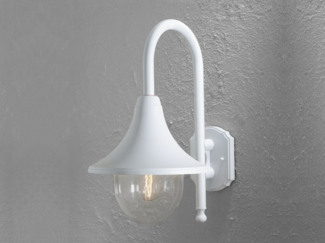 Außenwandleuchte BARI im Landhausstil aus Aluminium Weiß, Höhe 44cm