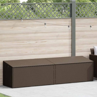 vidaXL Garten-Auflagenbox Braun 220x50x58 cm Poly Rattan 4104075