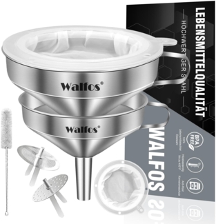 Walfos Trichter Edelstahl 200 Mesh Filter Jam Straining 2 abnehmbaren Sieben