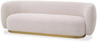 Casa Padrino Luxus Sofa Creme / Messing 223 x 96 x H. 71 cm - Wohnzimmer Sofa - Hotel Sofa - Wohnzimmer Möbel - Hotel Möbel - Luxus Möbel - Luxus Einrichtung - Wohnzimmer Einrichtung