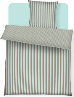 HSC Home-Style-Creation GmbH Wendebettwäsche Renforcé, 80% Baumwolle/ 20% Polyester, 2 teilig, Bettbezug und Kopfkissenbezug im Streifen-Design mit Reißverschluss.