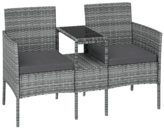 STEELSØN Gartenlounge-Set Velara, (Gartenbank mit Tisch für 2 Personen grau-meliert), wetterfestes Polyrattan, verschiedene Ausführungen