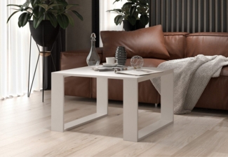 Home Collective Couchtisch Beistelltisch Loft Design, kratzfeste Oberfläche, Wohnzimmer Couch, Tisch Beistell 67x67x40 cm (LxBxH), weiß