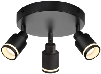 ZMH Deckenstrahler Schwarz Modern Deckenleuchte: 3 Flammig Schwenkbar Deckenspots Küchenlampe Metall Flurlampe Rund Schwarz GU10 Deckenlampe für Büro Wohnzimmer Schlafzimmer, Ohne Leuchtmittel